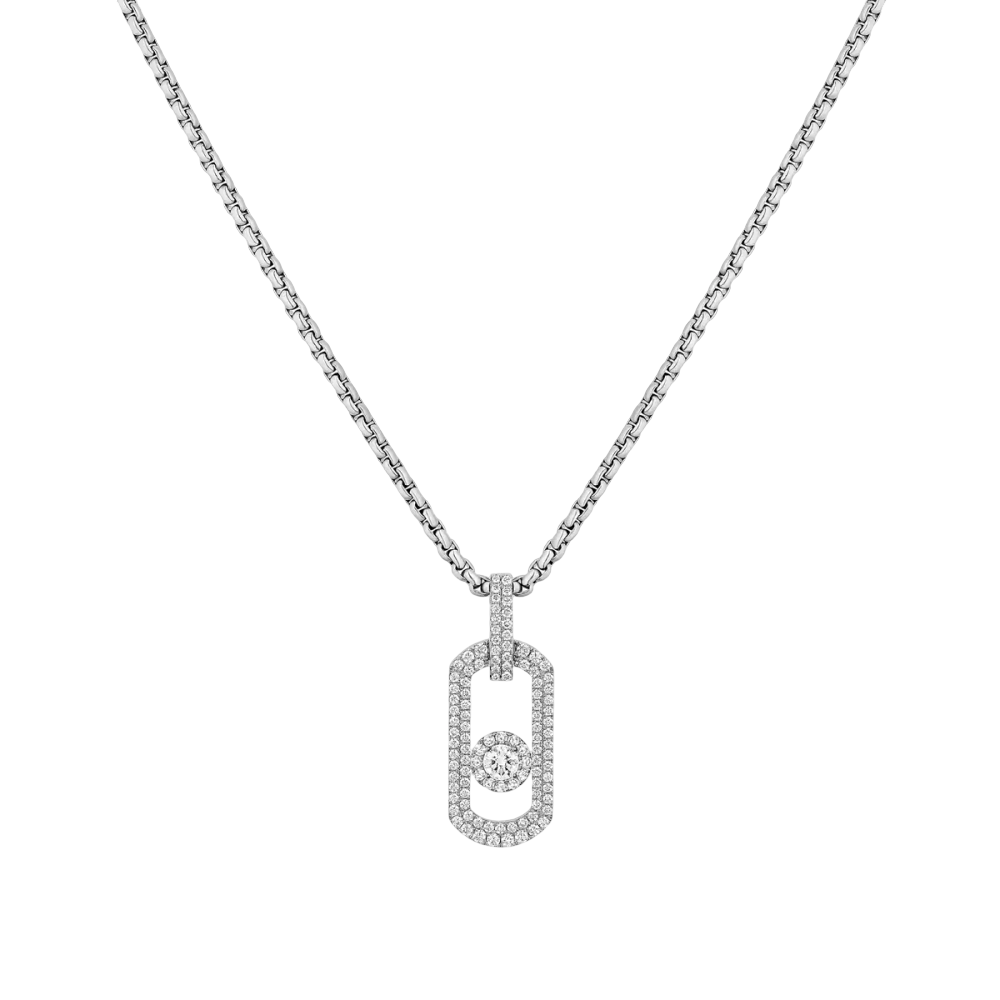 Pendentif So Move Titane Naturel Pavé Collier Diamant Natural Titanium