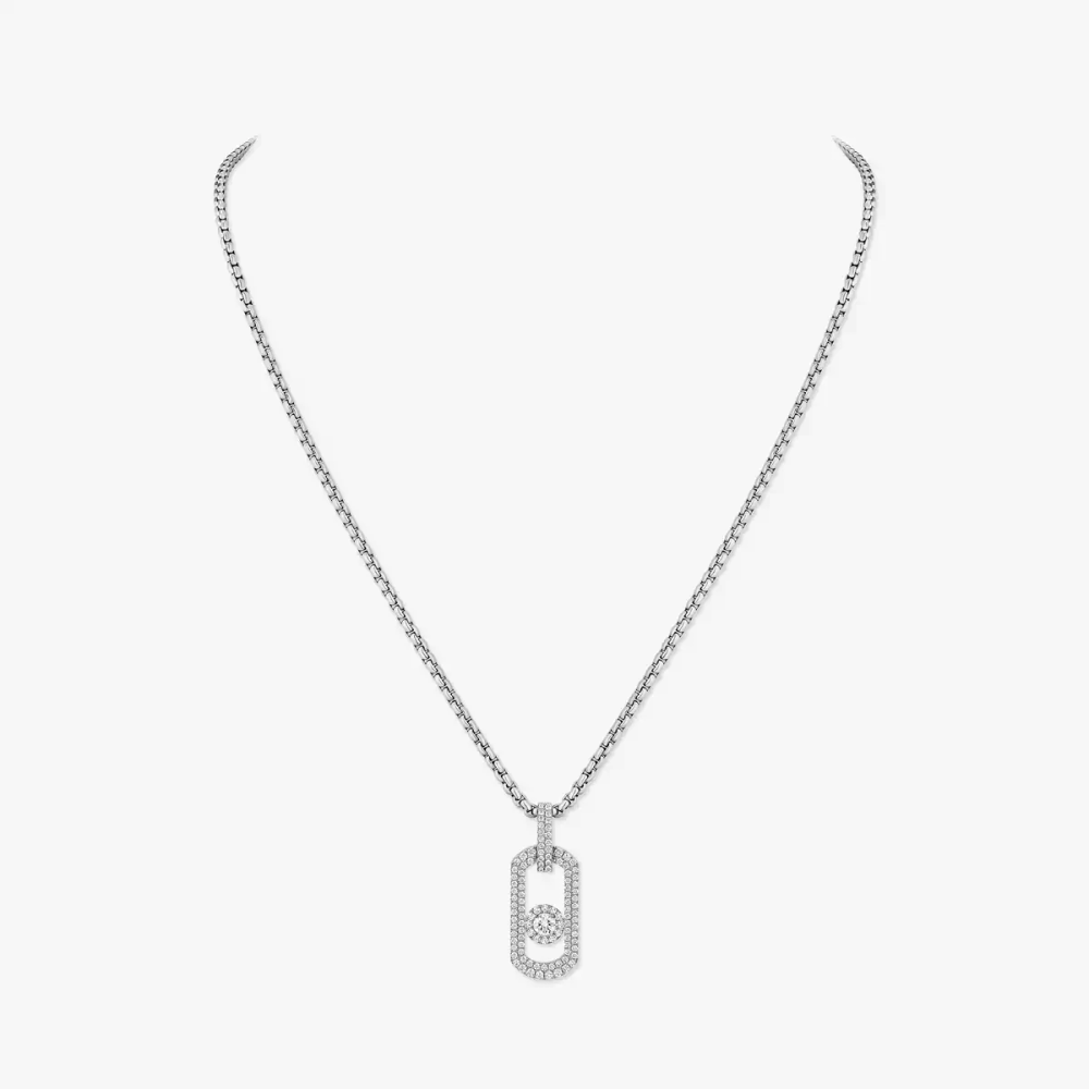 Pendentif So Move Titane Naturel Pavé Collier Diamant Natural Titanium