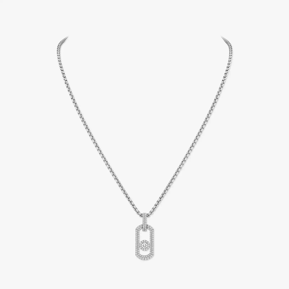 Pendentif So Move Titane Naturel Pavé Collier Diamant Natural Titanium