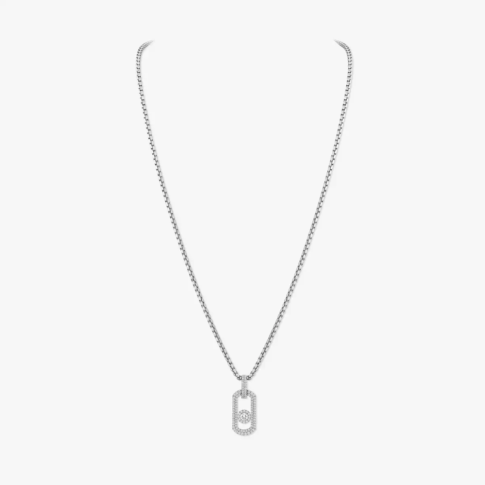 Pendentif So Move Titane Naturel Pavé Collier Diamant Natural Titanium