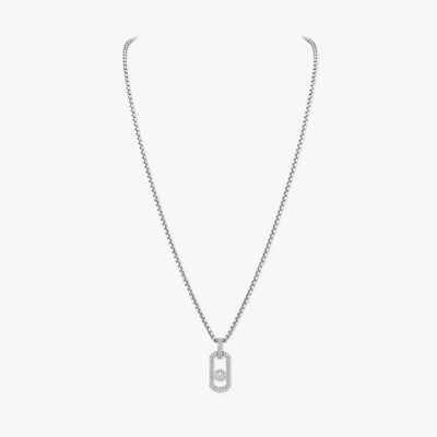 Pendentif So Move Titane Naturel Pavé Collier Diamant Natural Titanium