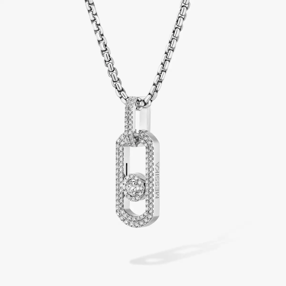 Pendentif So Move Titane Naturel Pavé Collier Diamant Natural Titanium