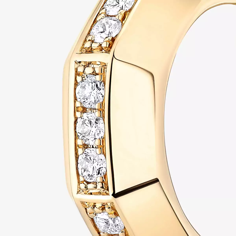 Mono clip haut pavé Moderniste Boucles d'oreilles Diamant Or Jaune