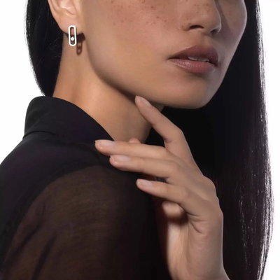Move Uno White Gold Diamond Earrings