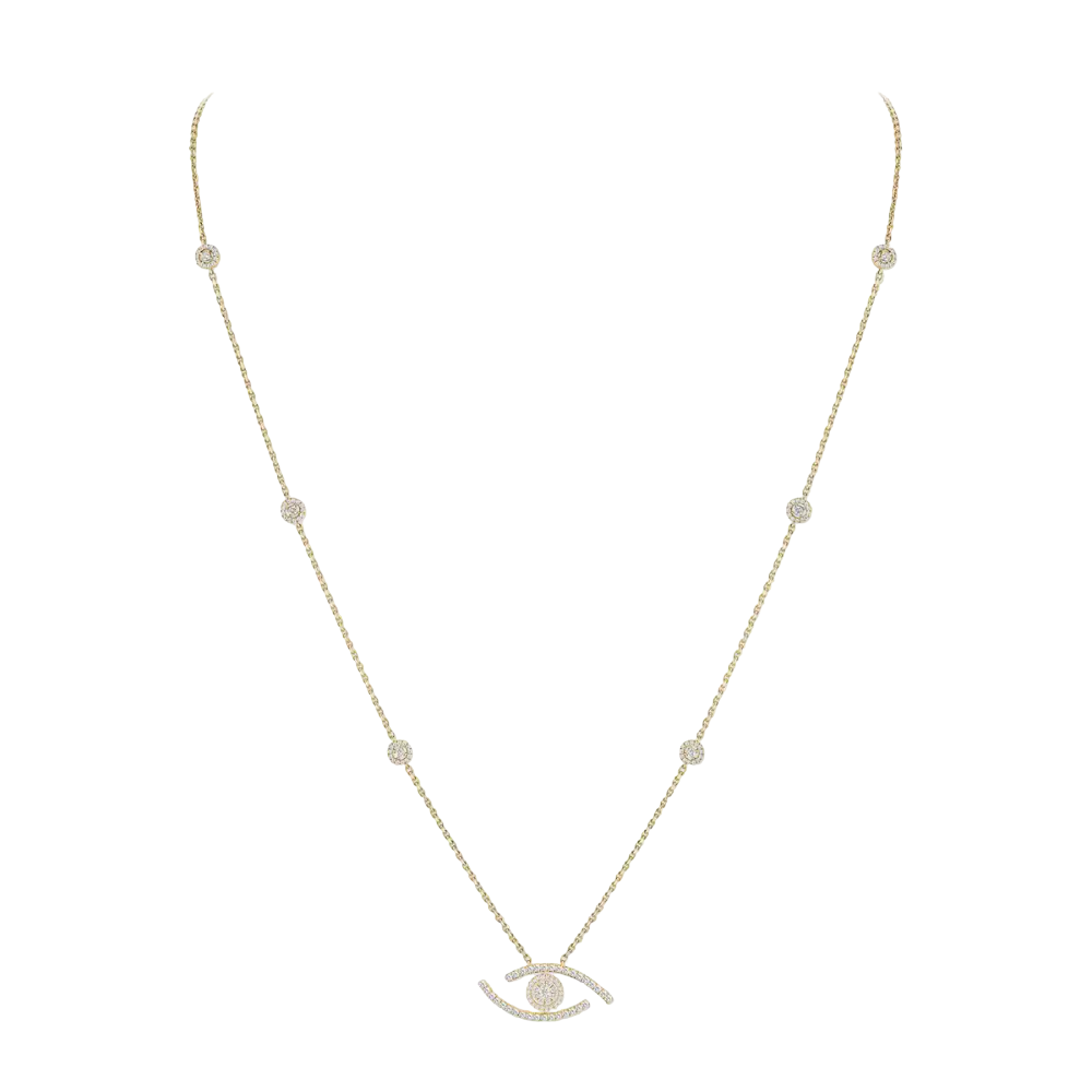 Sautoir Lucky Eye Pavé Collier Diamant Or Jaune