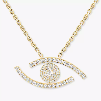 Sautoir Lucky Eye Pavé Collier Diamant Or Jaune