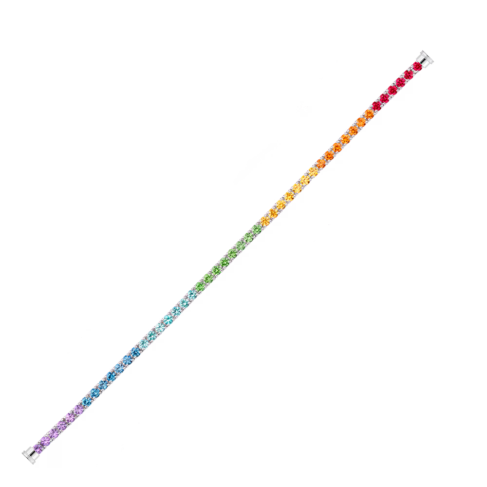 Bracelet ligne pierres de couleurs or blanc 750/1000e