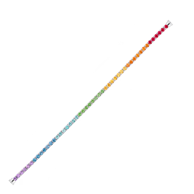 Bracelet ligne pierres de couleurs or blanc 750/1000e