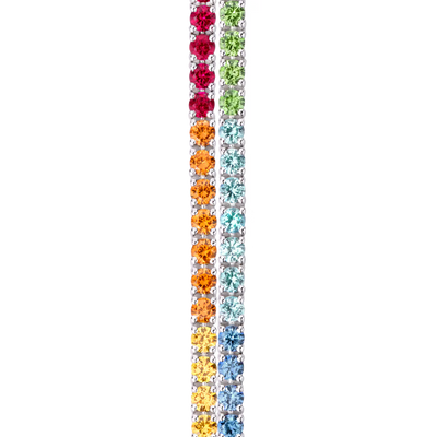 Bracelet ligne pierres de couleurs or blanc 750/1000e