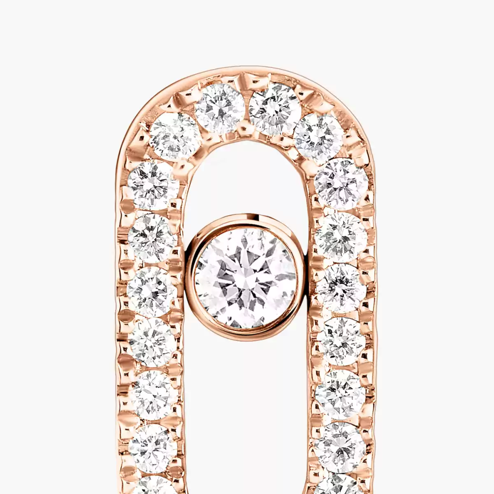 Move Uno Pavé Single Stud Pink Gold Diamond Earrings