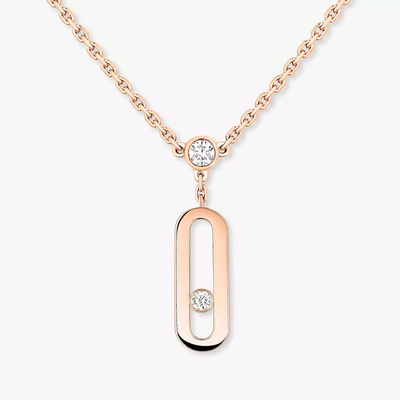 Move Uno 2 Rows Pink Gold Diamond Necklace