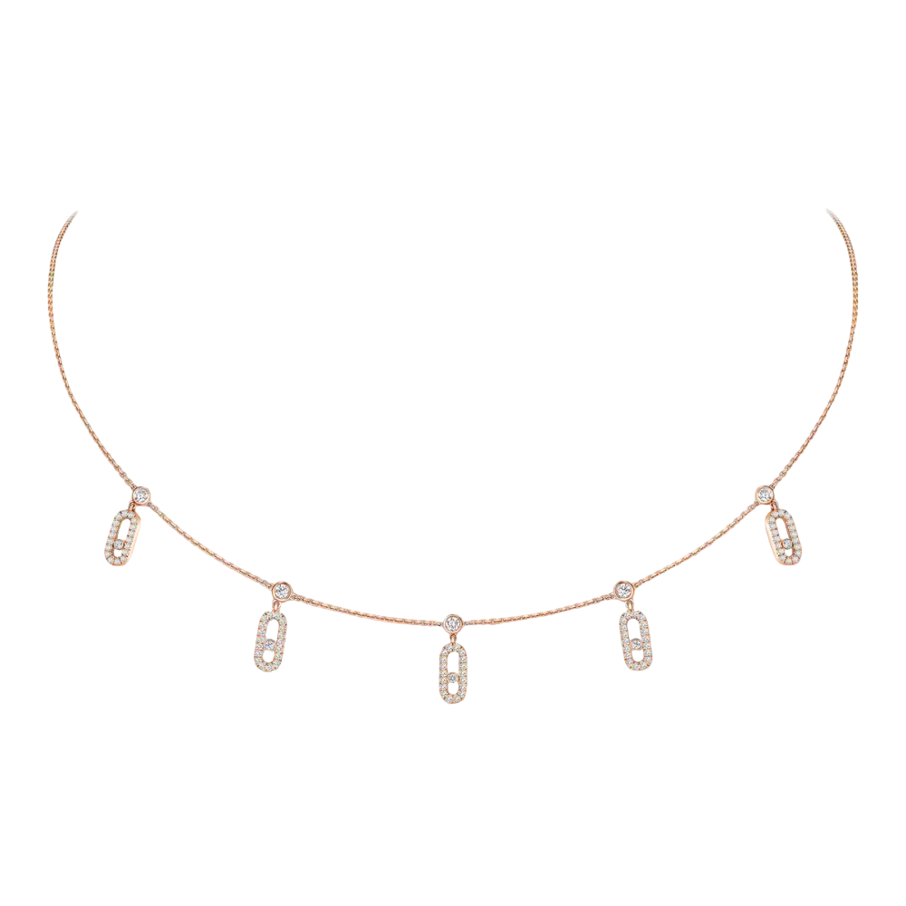Choker Move Uno Pampille Pavé Collier Diamant Or Rose