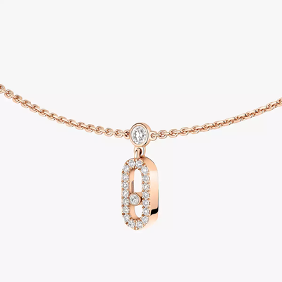 Move Uno Pavé Drop Pendant Choker Pink Gold Diamond Necklace