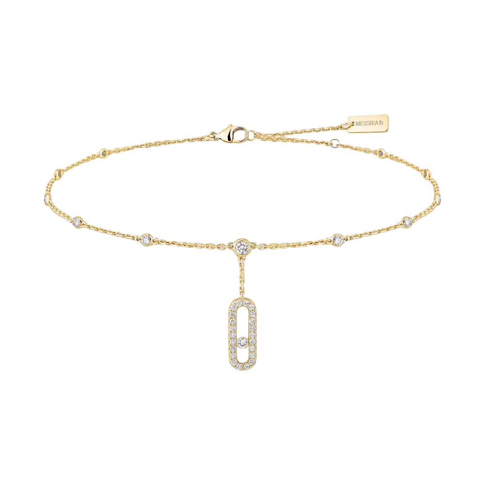 Move Uno Ankle Bracelet Pavé Yellow Gold Diamond Bracelet