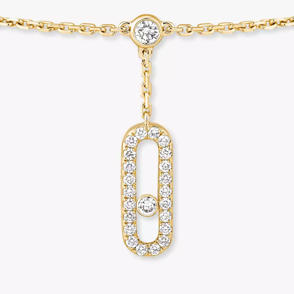 Move Uno Ankle Bracelet Pavé Yellow Gold Diamond Bracelet