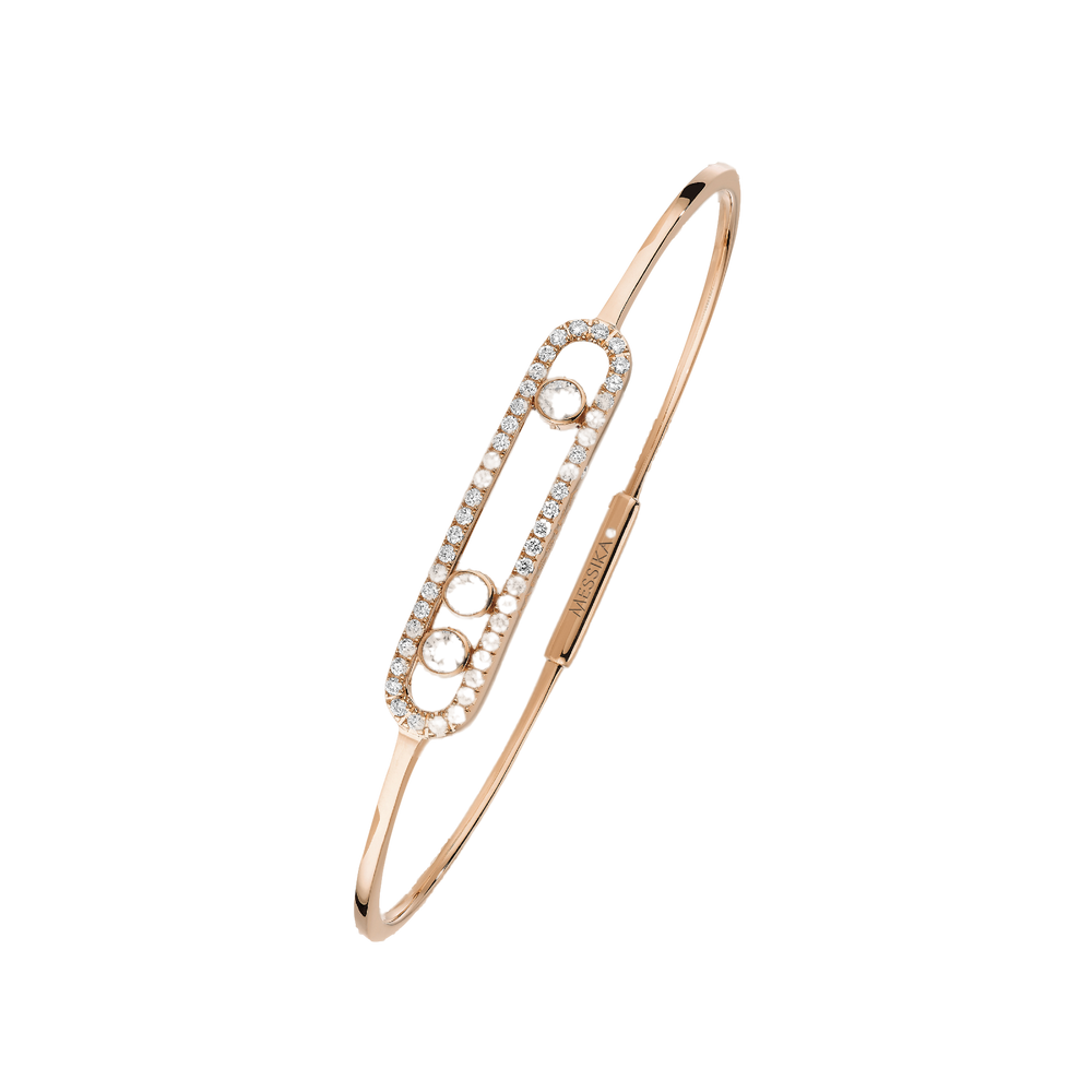 Move Pavé Thin Pink Gold Diamond Bracelet