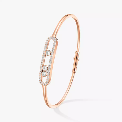 Jonc Move Pavé Bracelet Diamant Or Rose