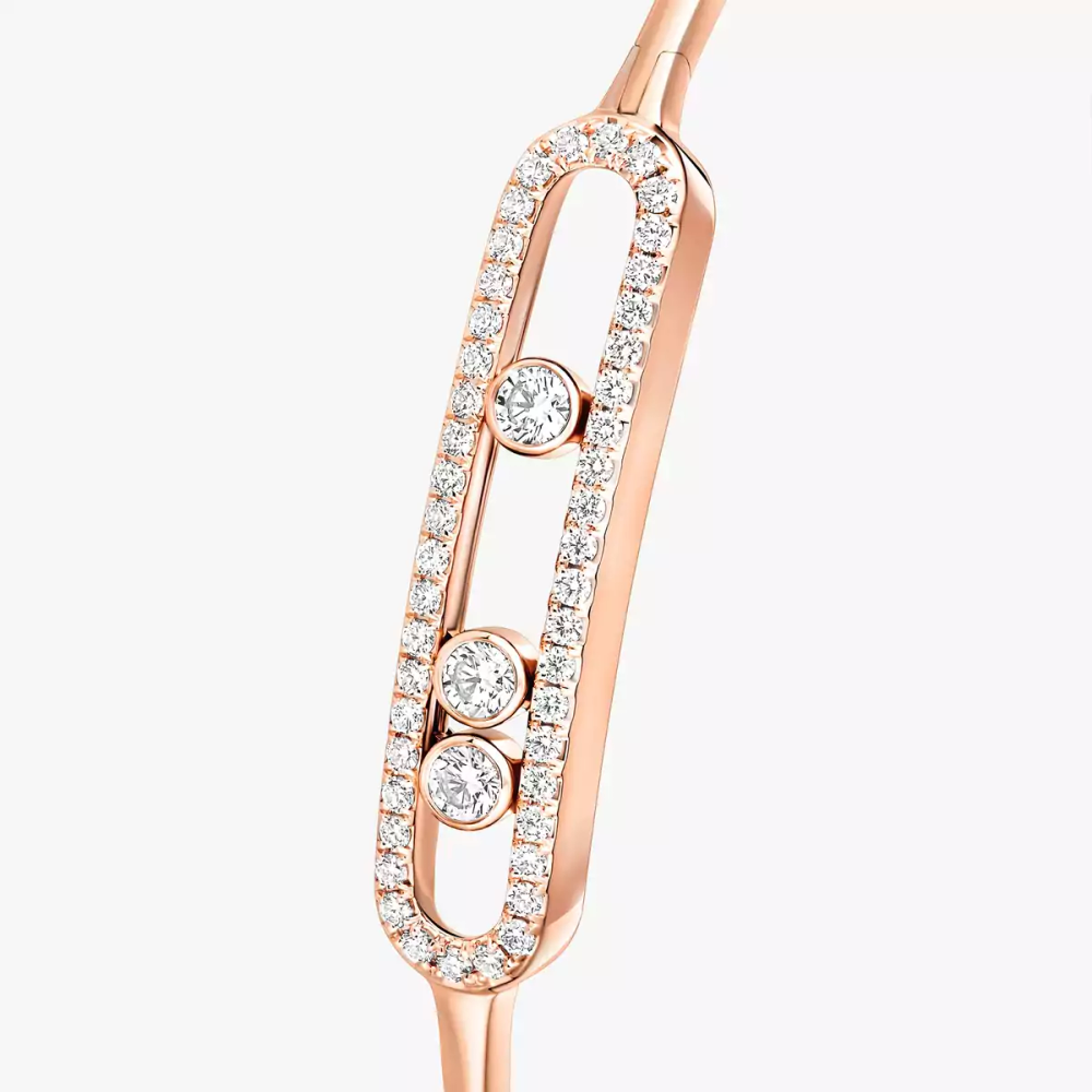 Jonc Move Pavé Bracelet Diamant Or Rose