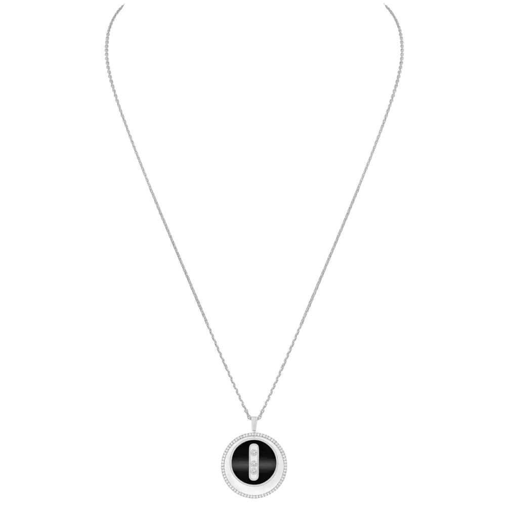 Lucky Move MM Onyx Collier Diamant Or Blanc