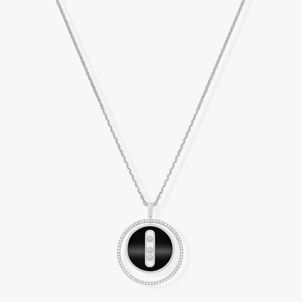 Lucky Move MM Onyx Collier Diamant Or Blanc