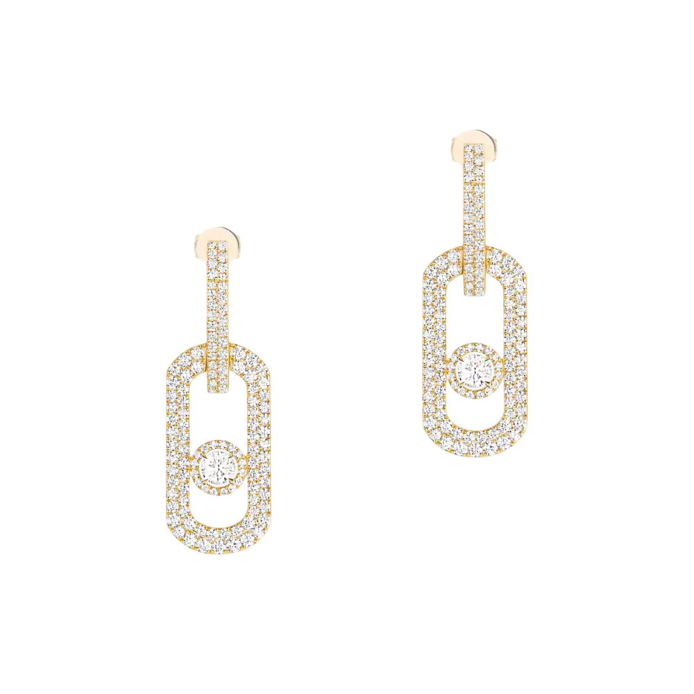 Boucles d'oreilles pendantes pavées So Move XL Boucles d'oreilles Diamant Or Jaune