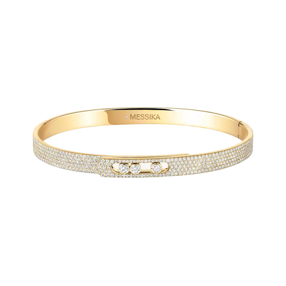 Move Noa SM Pavé Bangle Yellow Gold Diamond Bracelet