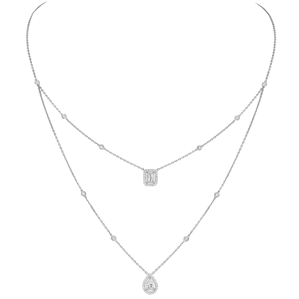 My Twin 2 Rangs 0,40ct x2 Collier Diamant Or Blanc