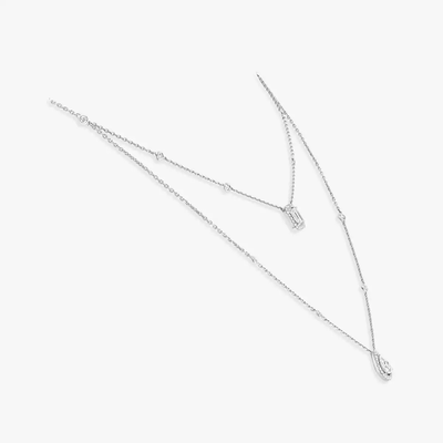 My Twin 2 Rangs 0,40ct x2 Collier Diamant Or Blanc