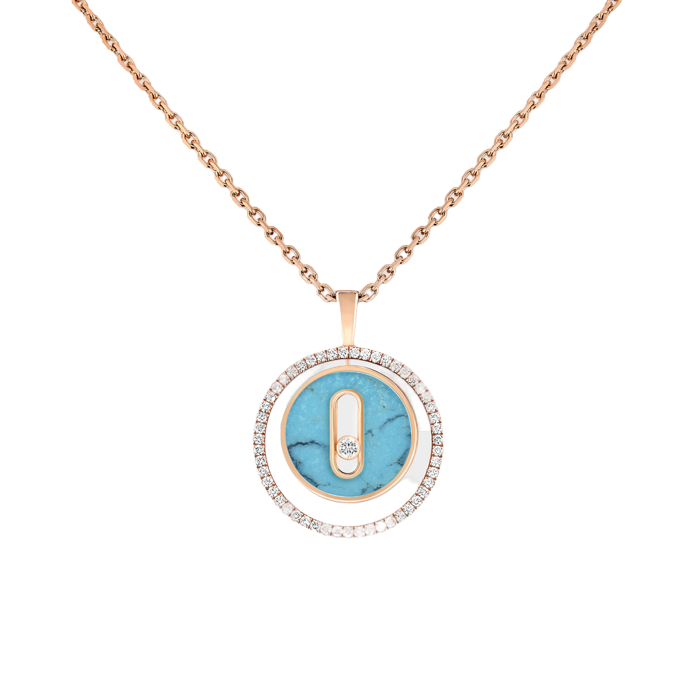 Turquoise Lucky Move SM Necklace Pink Gold Diamond Necklace