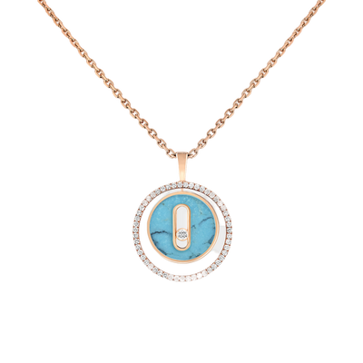 Turquoise Lucky Move SM Necklace Pink Gold Diamond Necklace