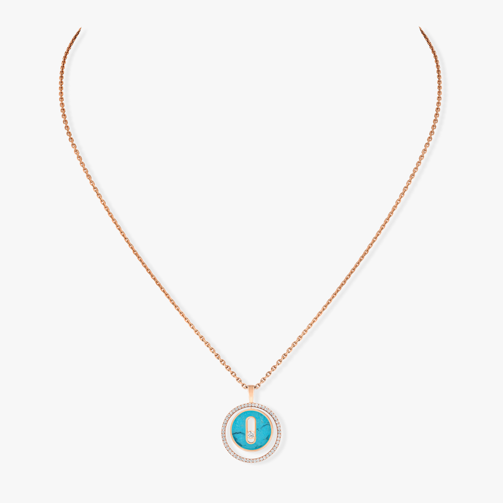 Turquoise Lucky Move SM Necklace Pink Gold Diamond Necklace