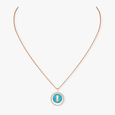 Turquoise Lucky Move SM Necklace Pink Gold Diamond Necklace