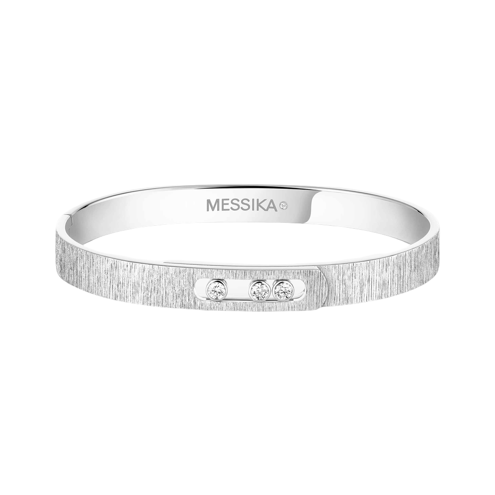 Bangle Move Noa Ciselé Grandes Tailles Bracelet Diamant Or Blanc