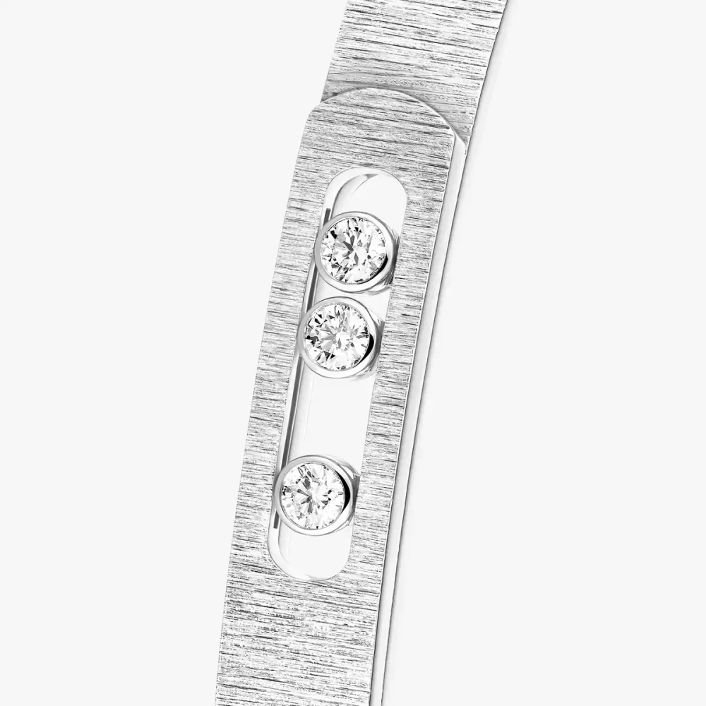 Bangle Move Noa Ciselé Grandes Tailles Bracelet Diamant Or Blanc