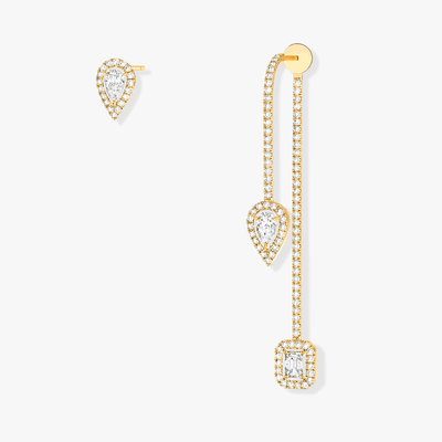 My Twin Hameçon Pavé et Puce 3x010ct Boucles d'oreilles Diamant Or Jaune