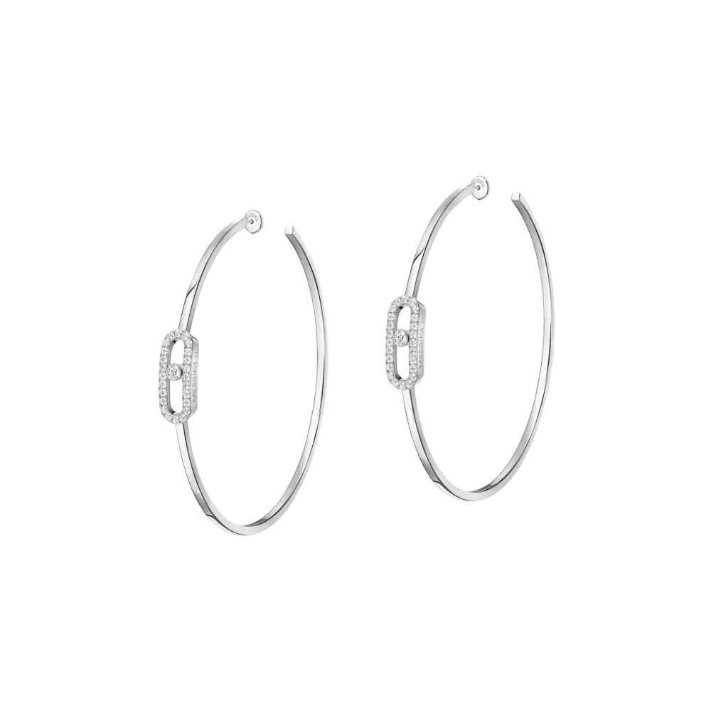 Créoles Move Uno GM Boucles d'oreilles Diamant Or Blanc