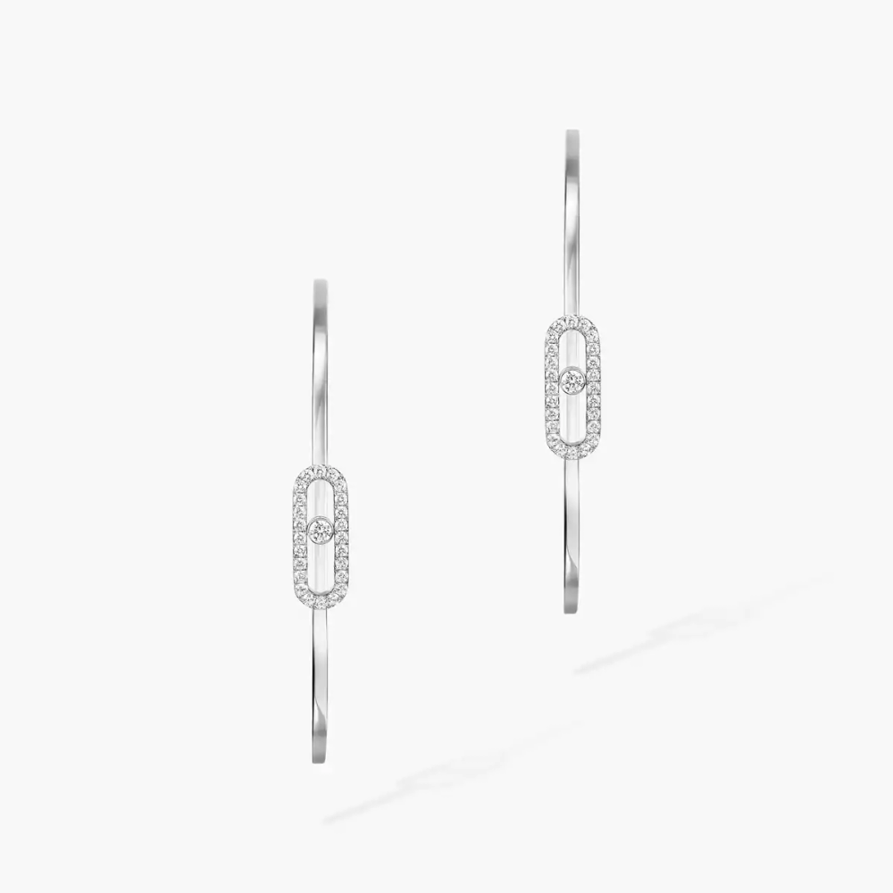 Créoles Move Uno GM Boucles d'oreilles Diamant Or Blanc