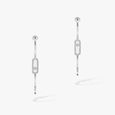Move Uno Large Hoop Earrings White Gold Diamond Earrings