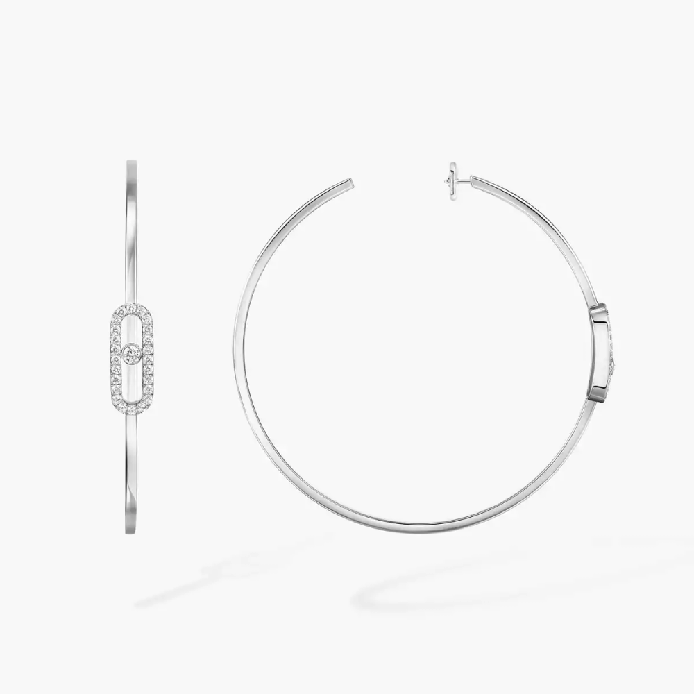 Créoles Move Uno GM Boucles d'oreilles Diamant Or Blanc