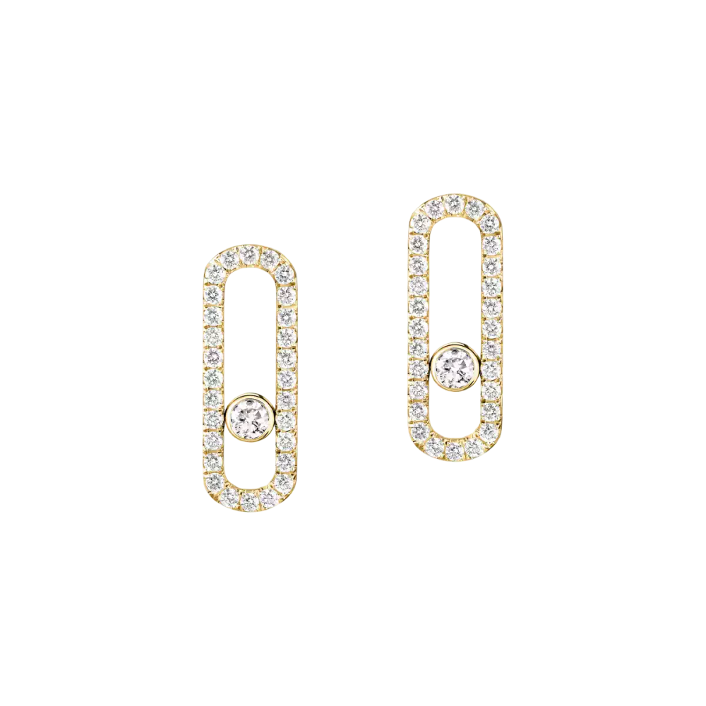Move Uno Diamond Pavé Earrings Yellow Gold Diamond Earrings