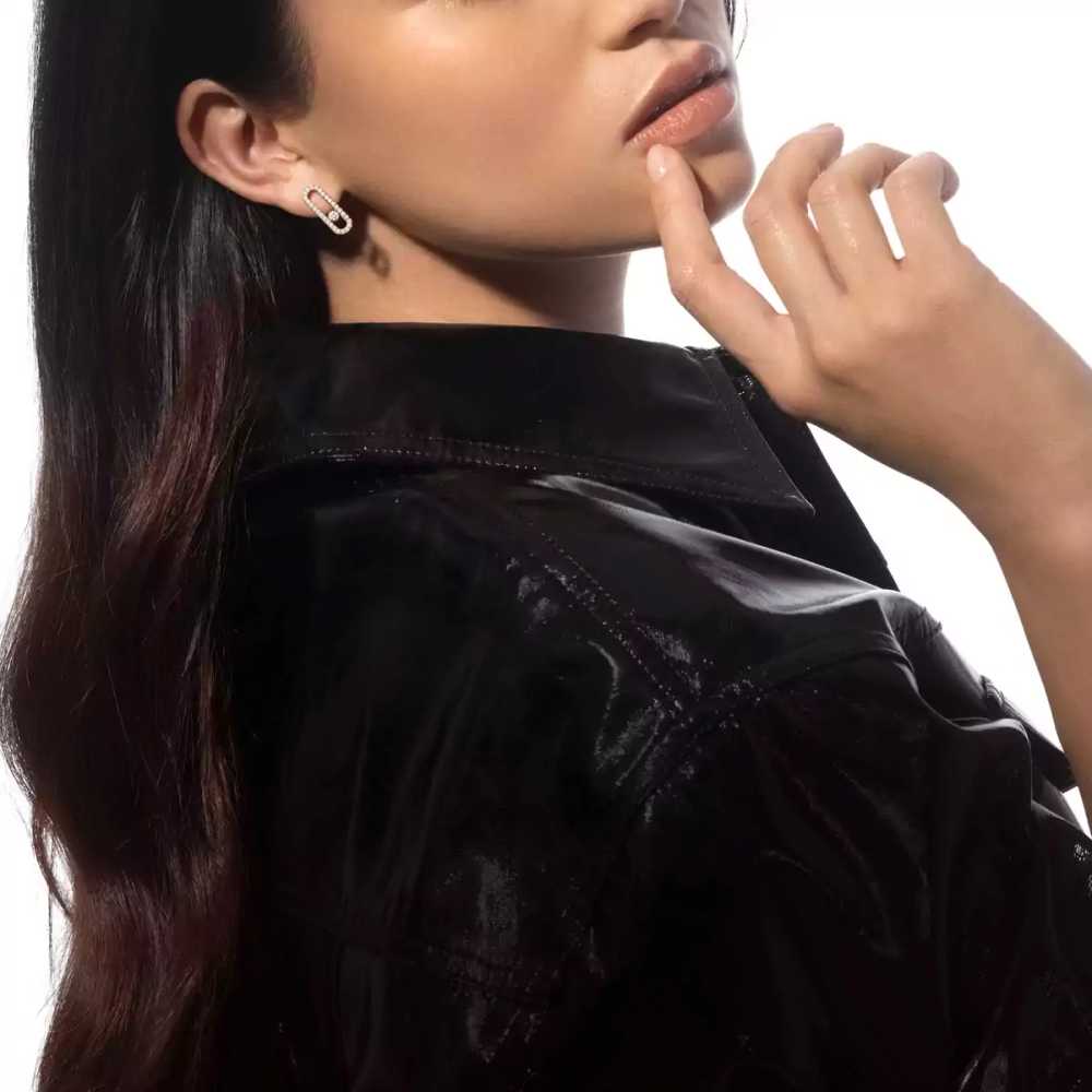 Move Uno Diamond Pavé Earrings Yellow Gold Diamond Earrings