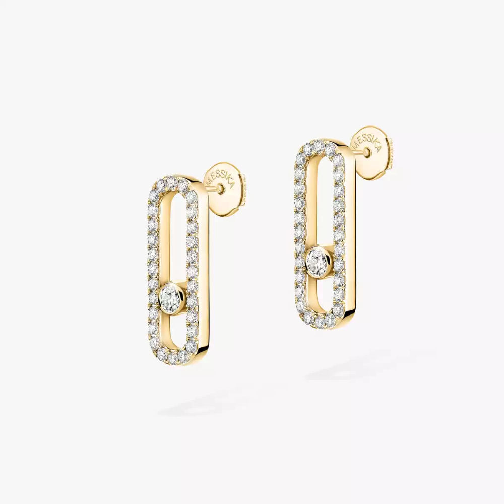 Move Uno Diamond Pavé Earrings Yellow Gold Diamond Earrings