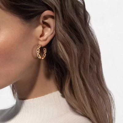 Créoles Move Link PM Boucles d'oreilles Diamant Or Jaune