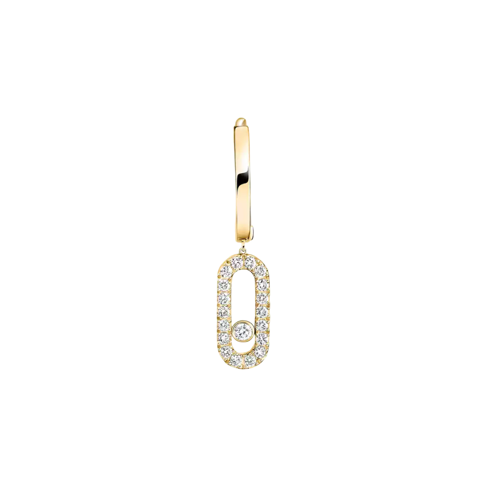 Move Uno Single Hoop Yellow Gold Diamond Earrings