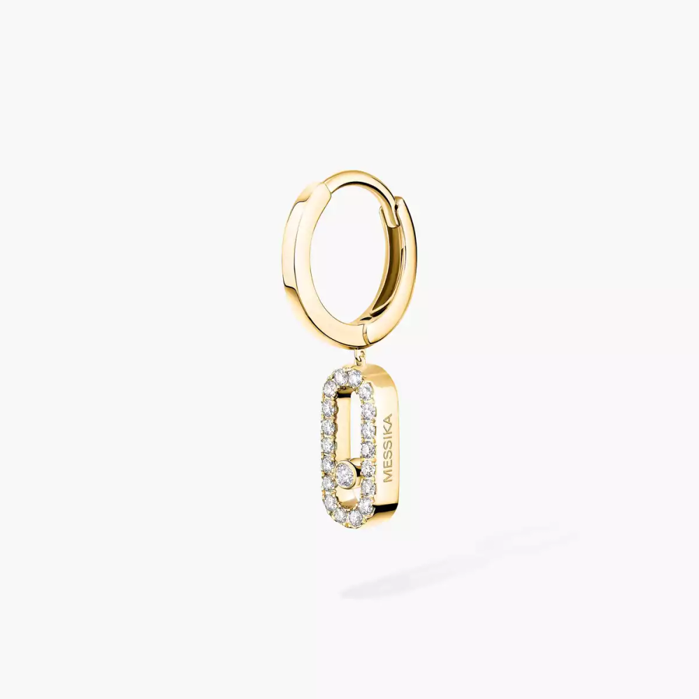 Move Uno Single Hoop Yellow Gold Diamond Earrings