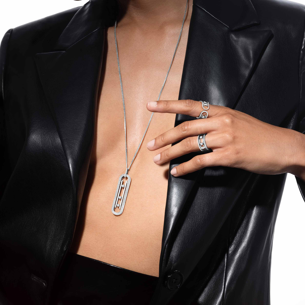 Move 10th Anniversary White Gold Diamond Necklace