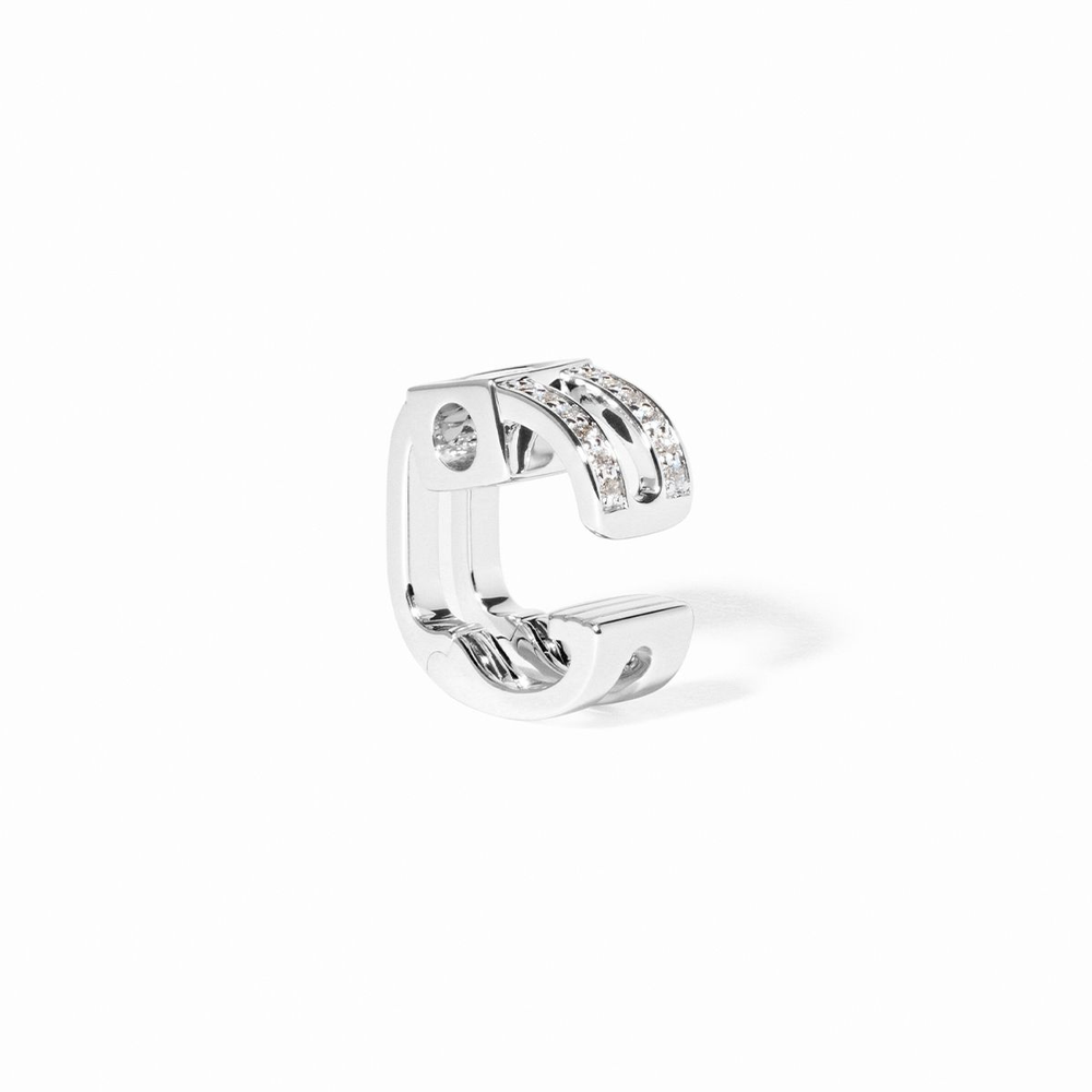 Bague D'oreilles Le Cube Diamant Grand Modèle Pavée