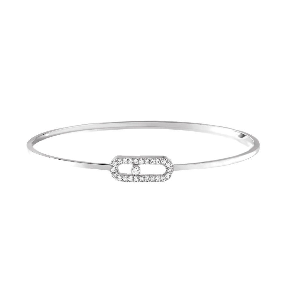 Move Uno Pavé Flex Bangle White Gold Diamond Bracelet