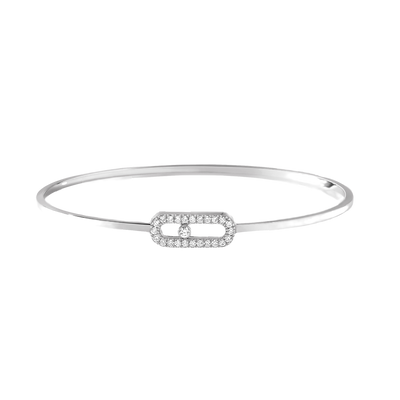 Move Uno Pavé Flex Bangle White Gold Diamond Bracelet