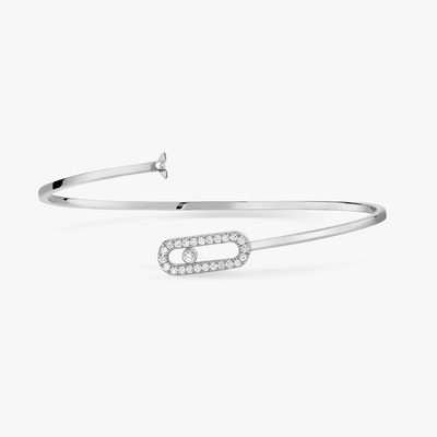 Move Uno Pavé Flex Bangle White Gold Diamond Bracelet